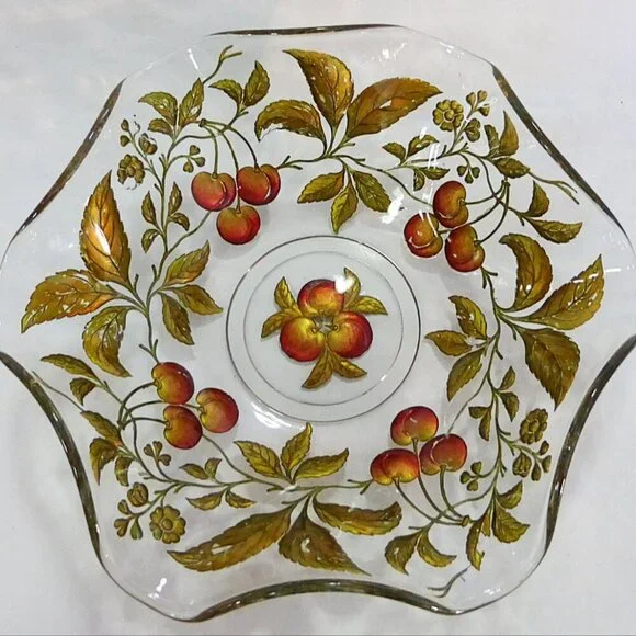 Vintage Dugan Diamond Goofus glass painted Intaglio Cherry pattern - Picture 3 of 4